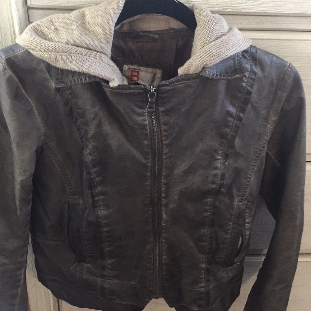 Bernardo faux leather hooded jacket